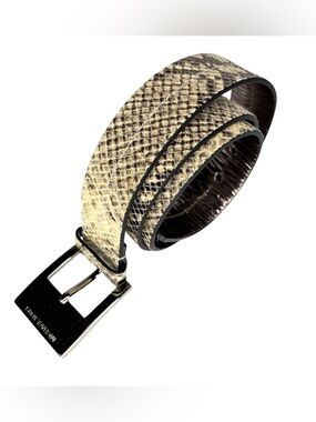 Michael Kors Leather belt boa snakeskin embossed size medium silver buckle
